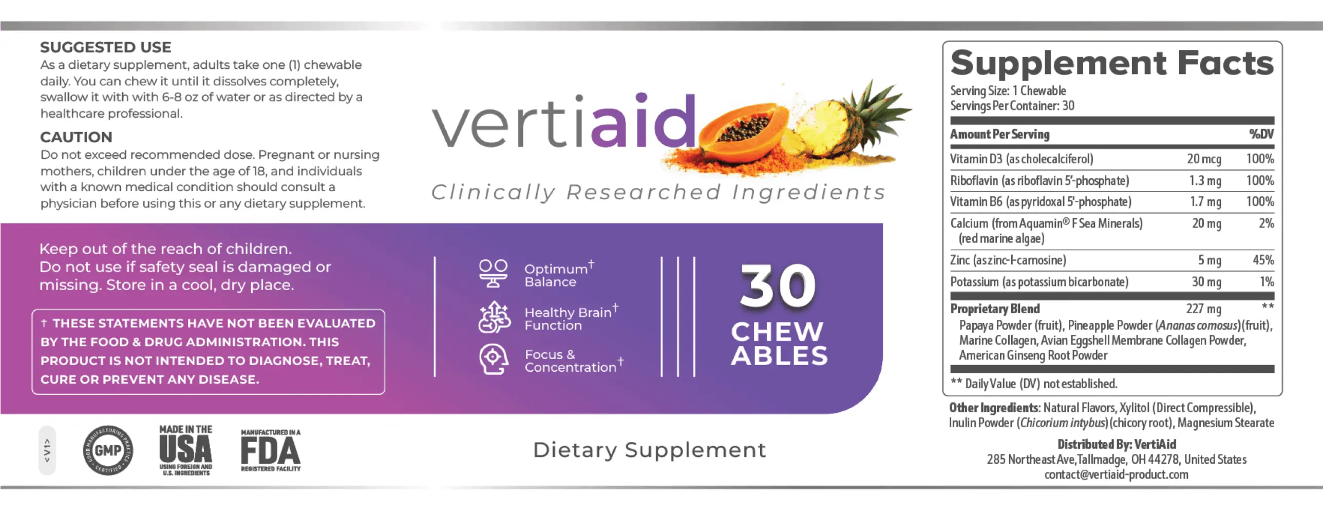 VertiAid ingredients 